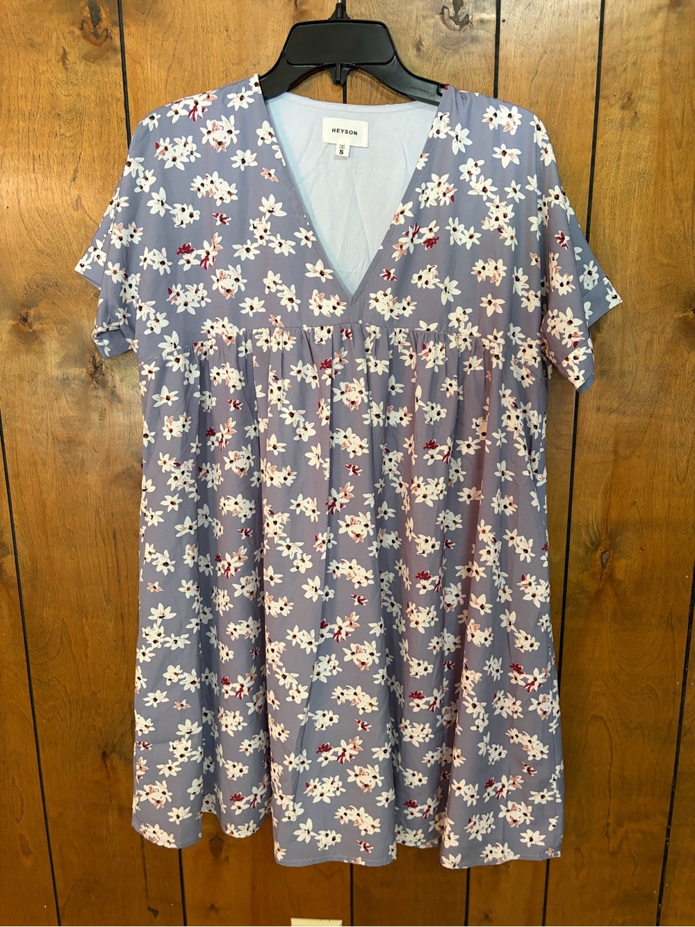 Heyson Lavender Floral V-Neck Mini Dress